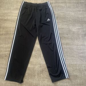 Adidas Mens Athletic Warmup Track Pants Black/White 3 Stripe M Pockets Sz M